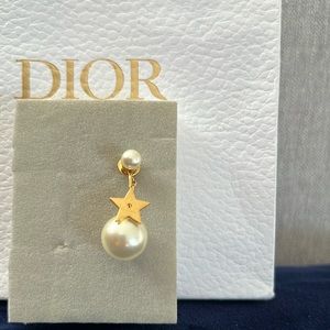 Authentic Christian Dior tribal star pearl single earring